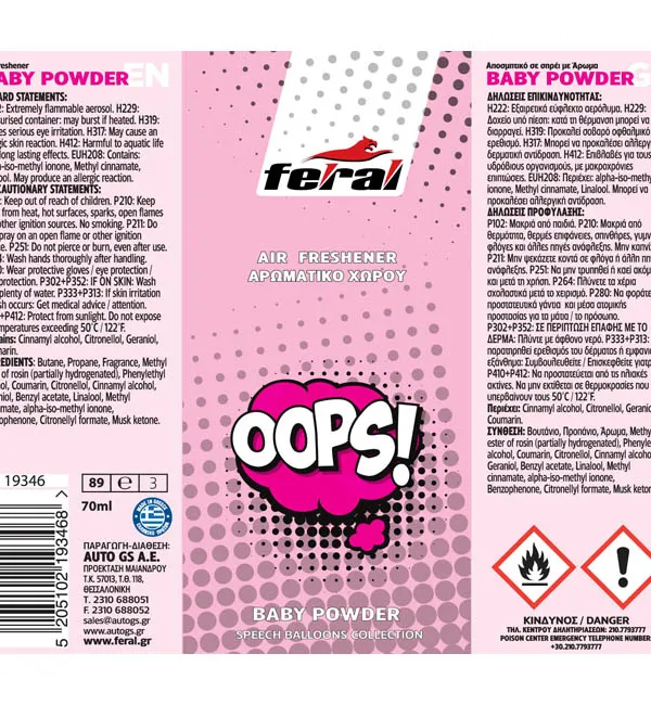 Produkt FERAL Zapach Freshener Spray Oops 70ml  Zdjęcie