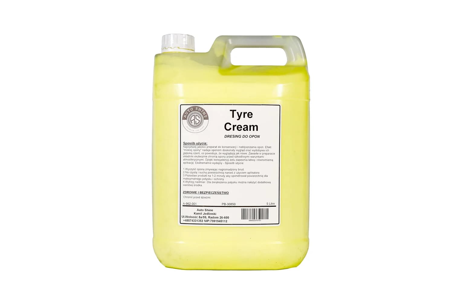 AUTO SHINE Tyre cream żelowy dressing do opon 5l