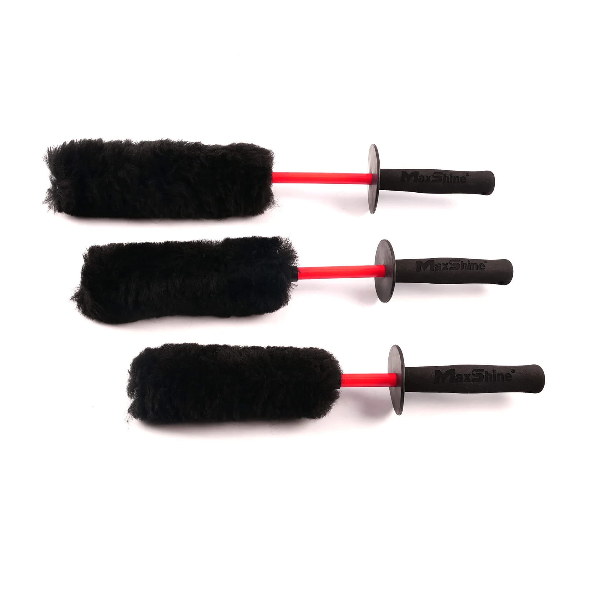 MAXSHINE Szczotki do kół welna owcza sheep wool czarny 3 szt.